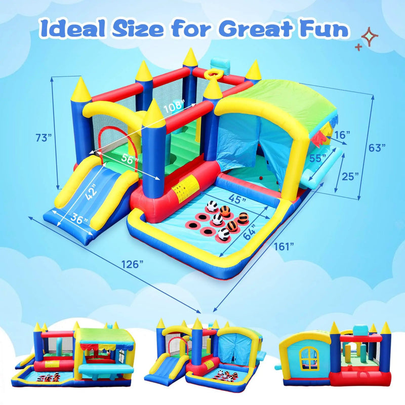 7-In-1 Inflatable Bounce House With Ball Pit, Obstacles And Bouncy Castle (SAK50823) by SAKSBY WHOLESALE