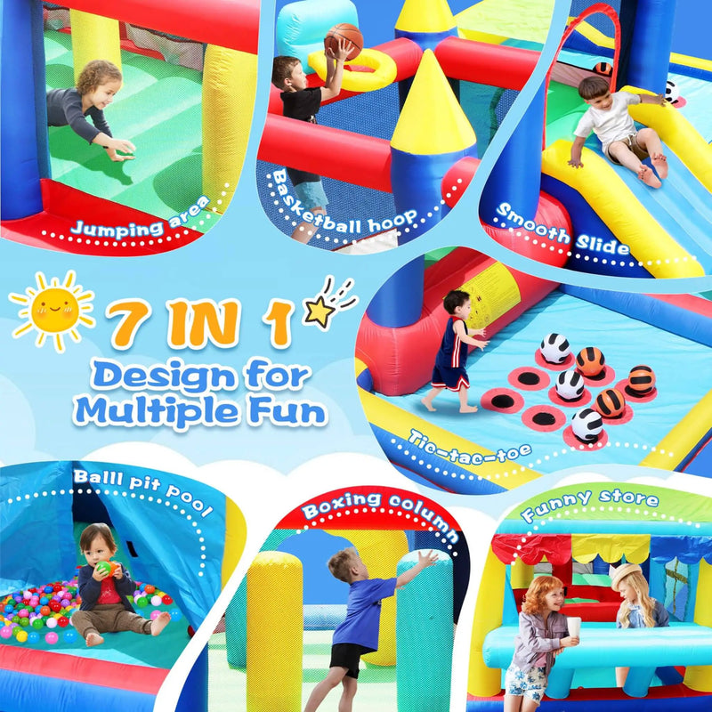 7-In-1 Inflatable Bounce House With Ball Pit, Obstacles And Bouncy Castle (SAK50823) by SAKSBY WHOLESALE