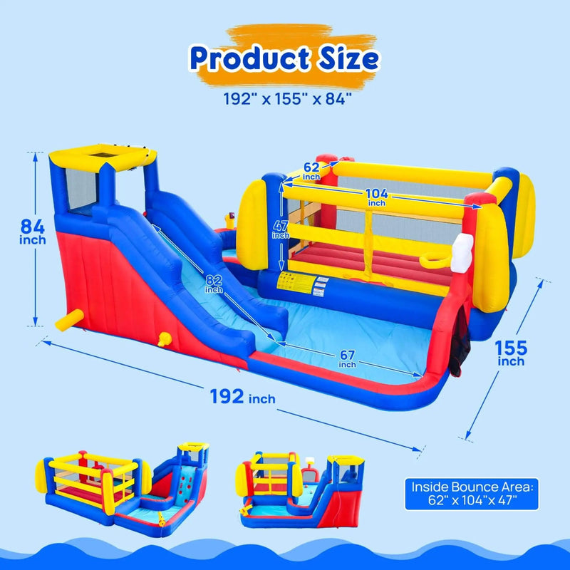 7-in-1 Inflatable Water Park with Slide, Pool, And Bounce House (SAK74216) by SAKSBY WHOLESALE