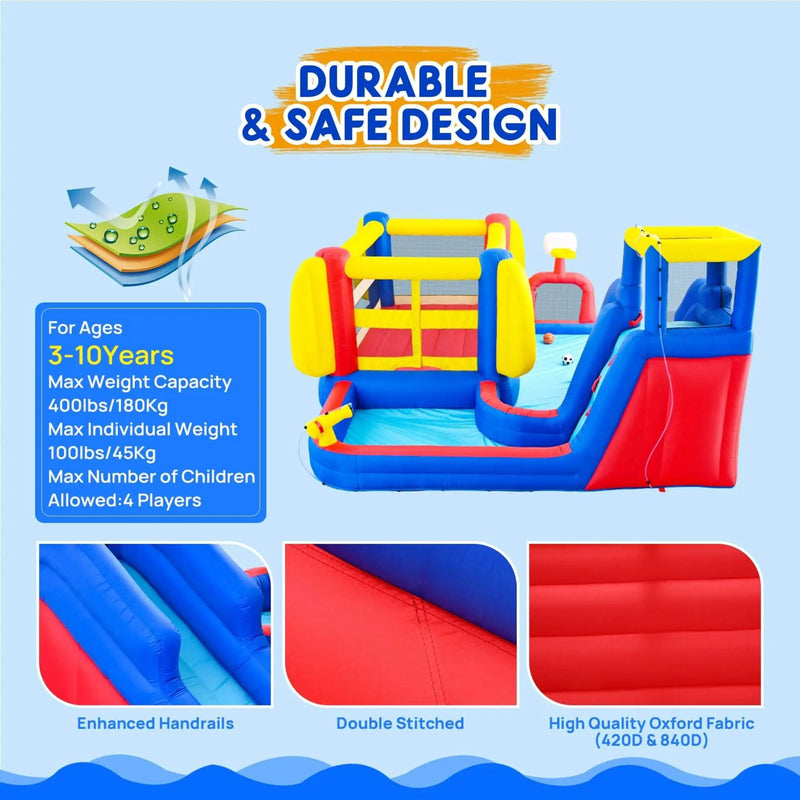 7-in-1 Inflatable Water Park with Slide, Pool, And Bounce House (SAK74216) by SAKSBY WHOLESALE