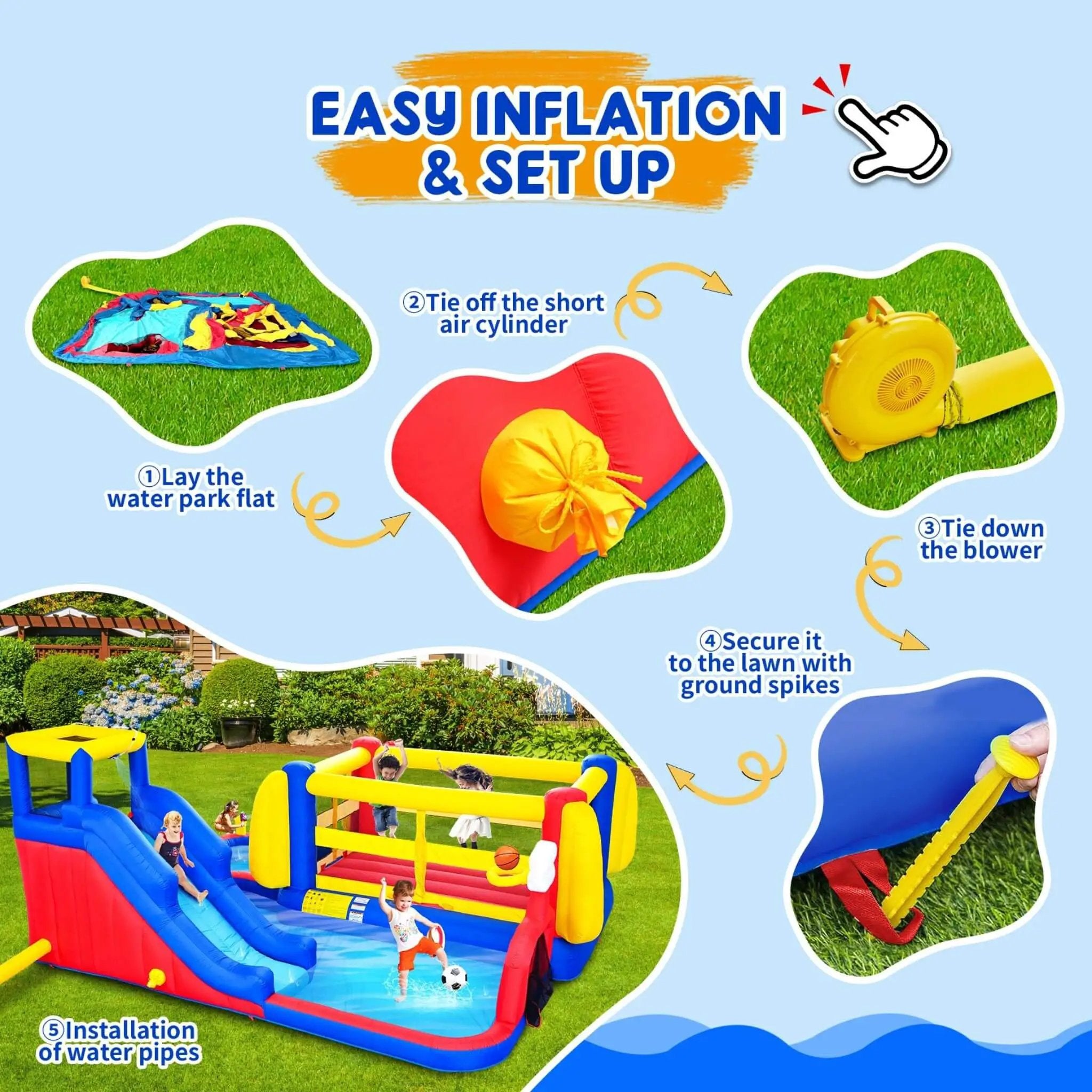 7-in-1 Inflatable Water Park with Slide, Pool, And Bounce House (SAK74216) by SAKSBY WHOLESALE