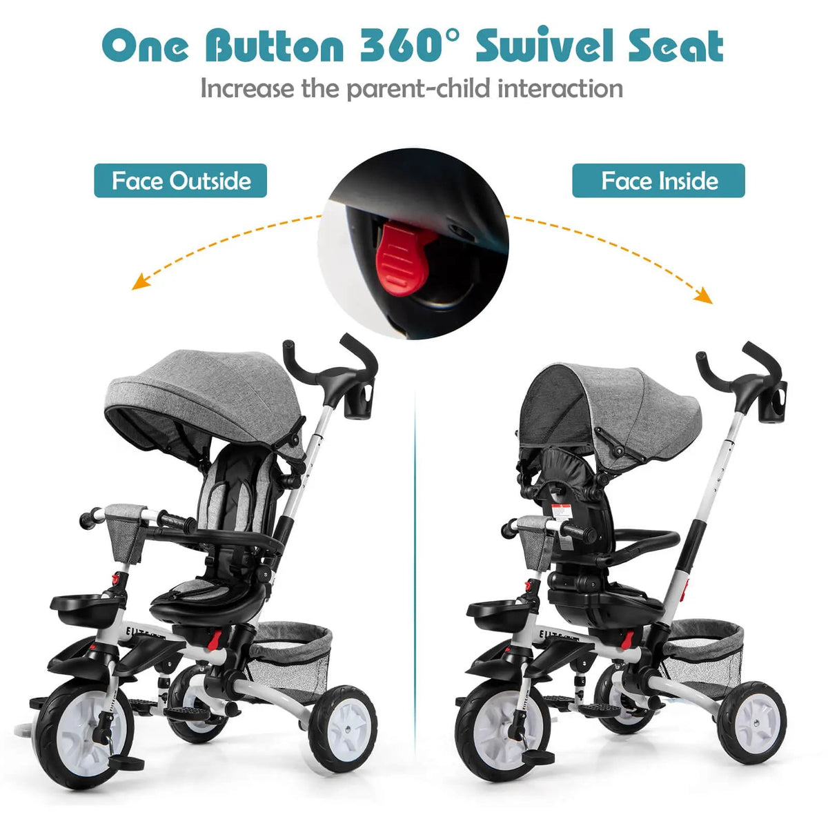 7-in-1 Detachable Baby Stroller with Canopy and Safety Harness by DirectDeals