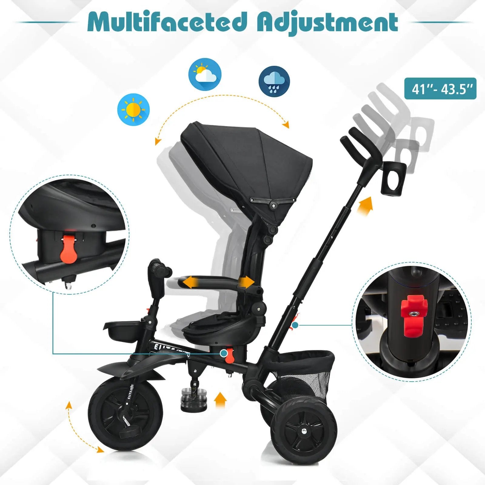 7-in-1 Detachable Baby Stroller with Canopy and Safety Harness by DirectDeals