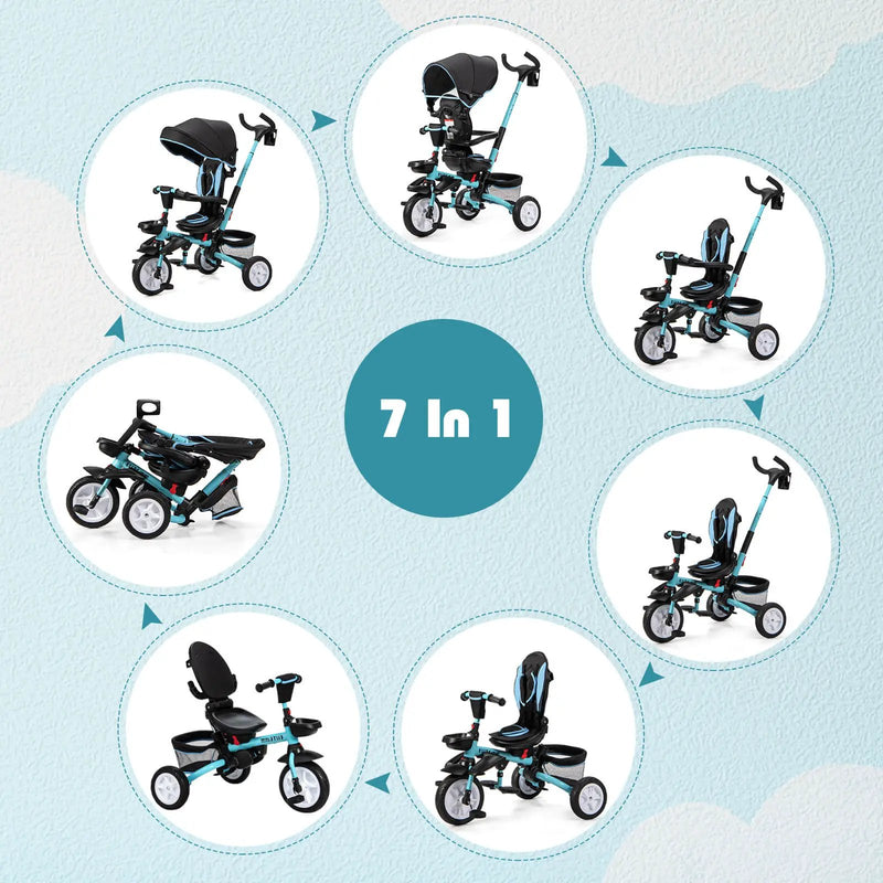 7-in-1 Detachable Baby Stroller with Canopy and Safety Harness by DirectDeals