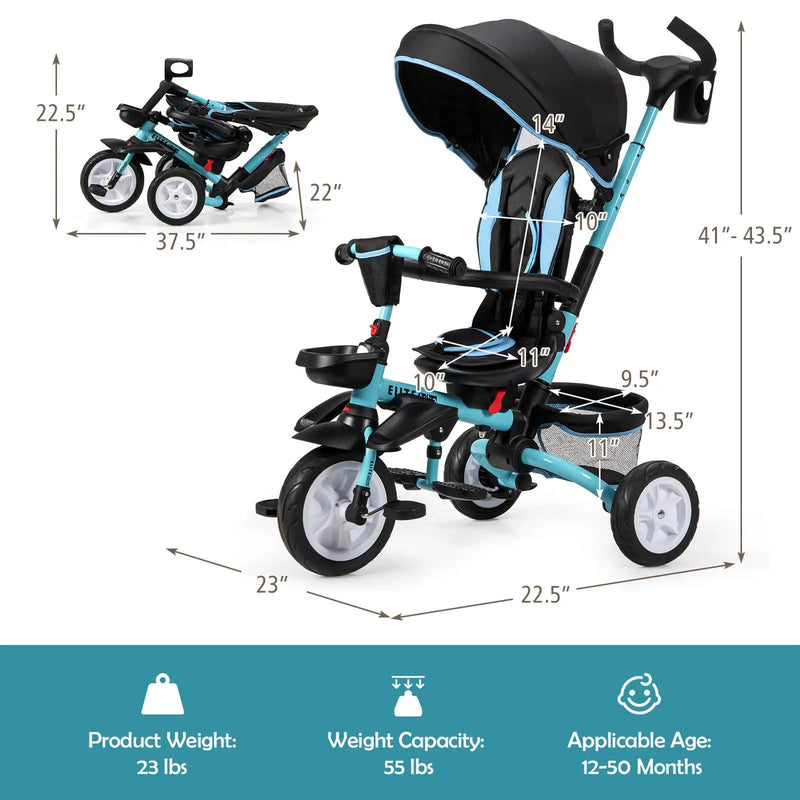 7-in-1 Detachable Baby Stroller with Canopy and Safety Harness by DirectDeals