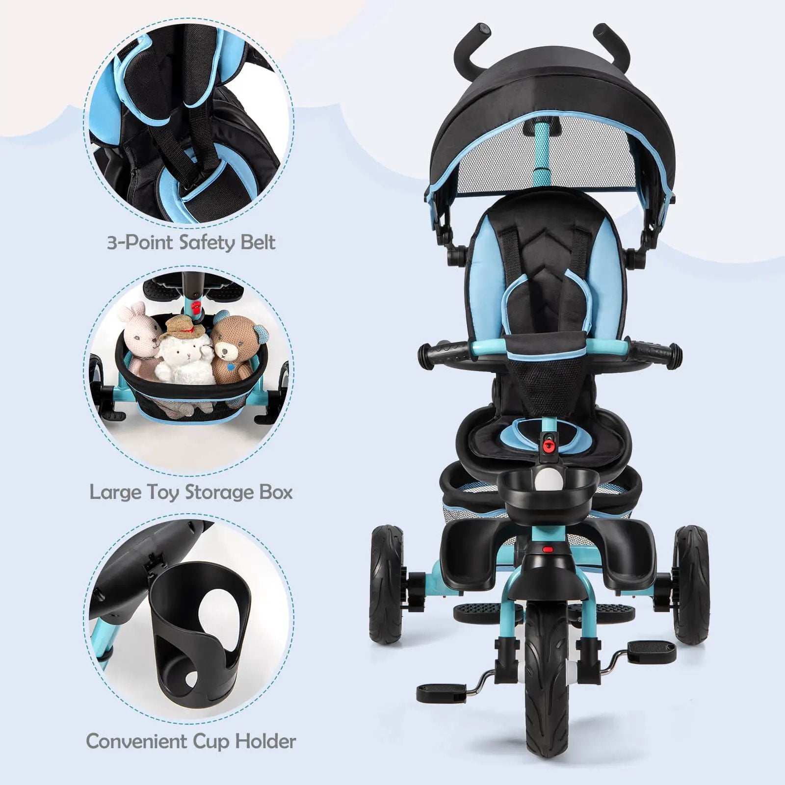 7-in-1 Detachable Baby Stroller with Canopy and Safety Harness by DirectDeals