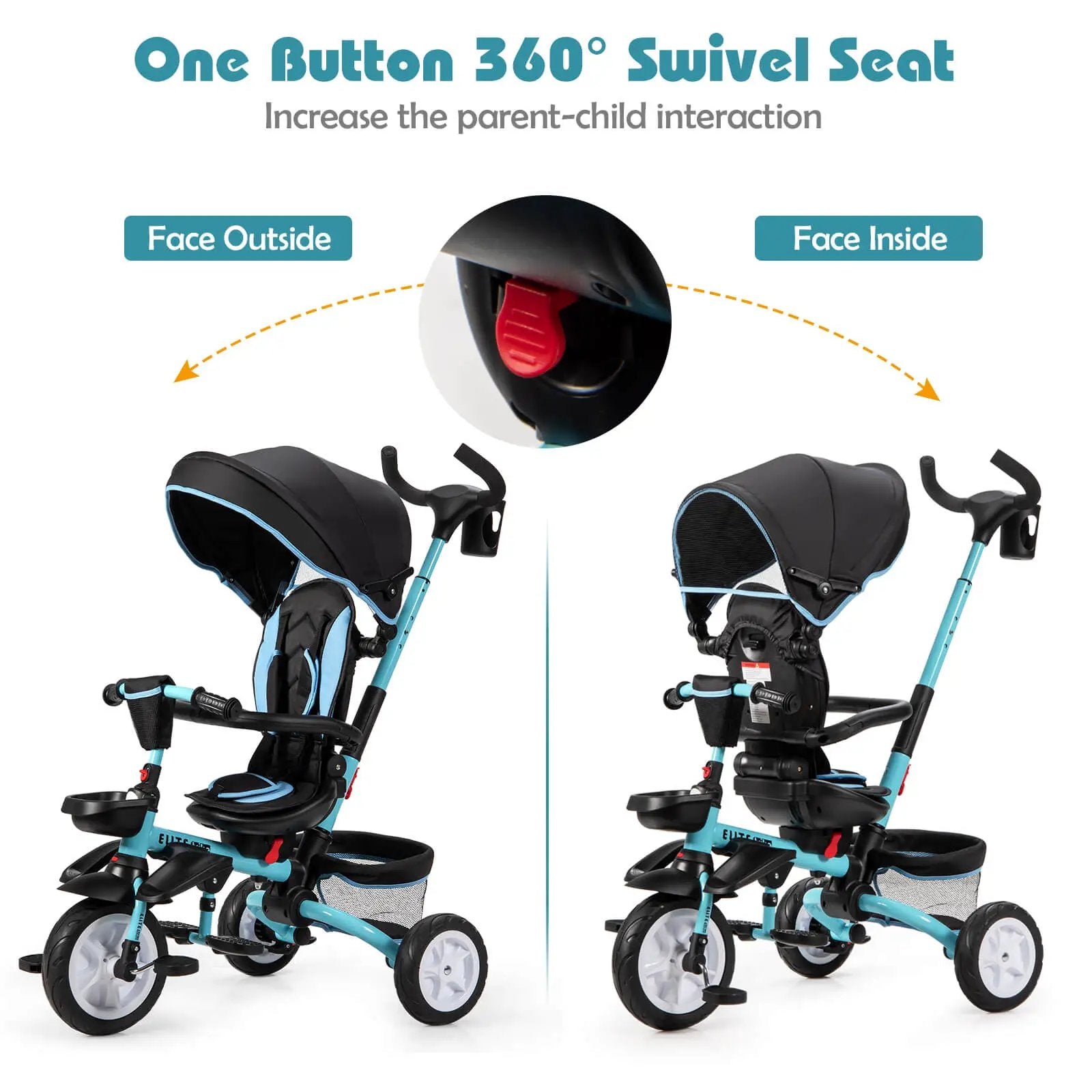 7-in-1 Detachable Baby Stroller with Canopy and Safety Harness by DirectDeals