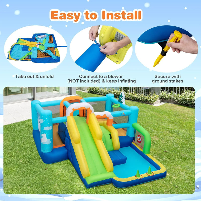 7-in-1 Kids Inflatable Bounce House with Jumping Area without Blower by DirectDeals