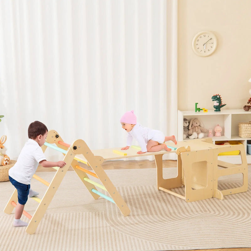 7-in-1 Toddler Climbing Toy Connected Table and Chair Set for Boys and Girls Aged 3-14 Years Old by DirectDeals