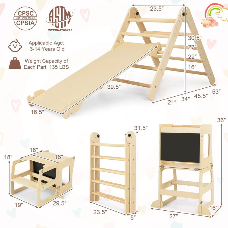 7-in-1 Toddler Climbing Toy Connected Table and Chair Set for Boys and Girls Aged 3-14 Years Old by DirectDeals
