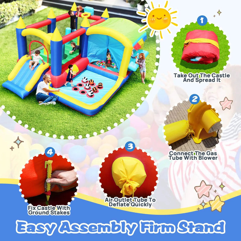7-In-1 Inflatable Bounce House With Ball Pit, Obstacles And Bouncy Castle (SAK50823) by SAKSBY WHOLESALE