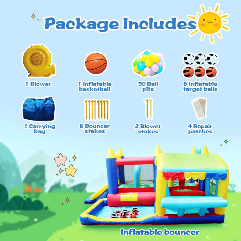 7-In-1 Inflatable Bounce House With Ball Pit, Obstacles And Bouncy Castle (SAK50823) by SAKSBY WHOLESALE