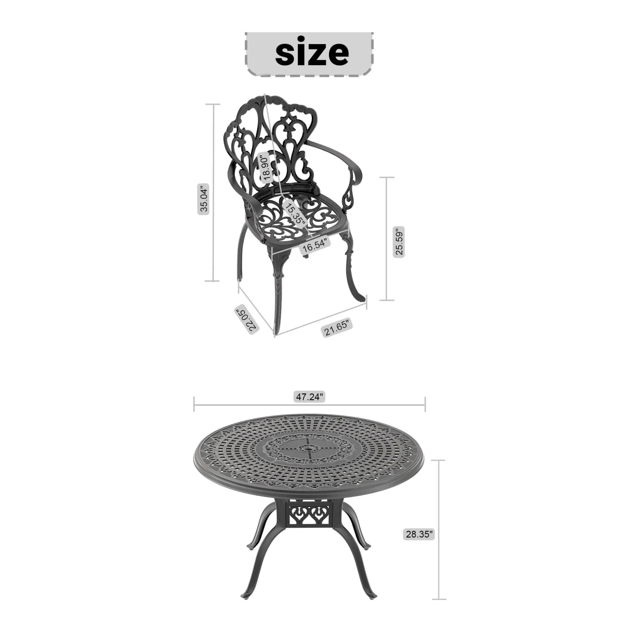 Alora 7-Piece Cast Aluminum Patio Furniture Set With Black Frame And Off-White Cushions (SAK12948) by SAKSBY WHOLESALE