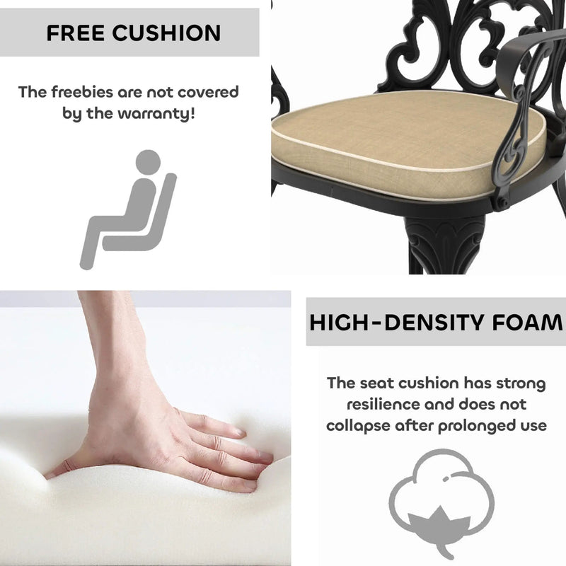 Alora 7-Piece Cast Aluminum Patio Furniture Set With Black Frame And Off-White Cushions (SAK12948) by SAKSBY WHOLESALE