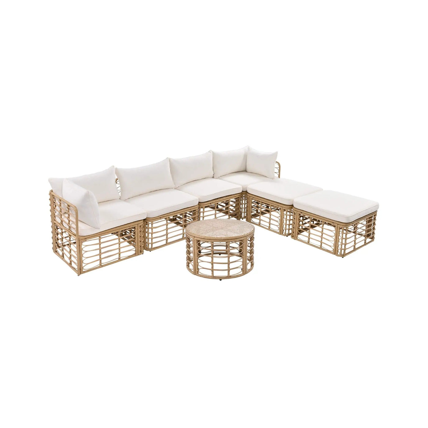Alora 7-Piece Outdoor All-Weather Rattan Patio Sofa Set With Cushions (SAK47230) by SAKSBY WHOLESALE