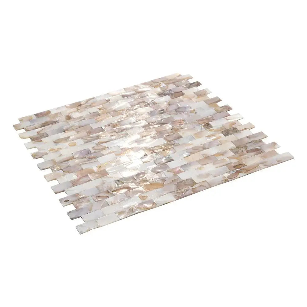 White Beige 12x12 Polished Brick Shell Mother of Pearl Mosaic Tile (20 pack, 18.52 sq ft/case) by Apollo Tile
