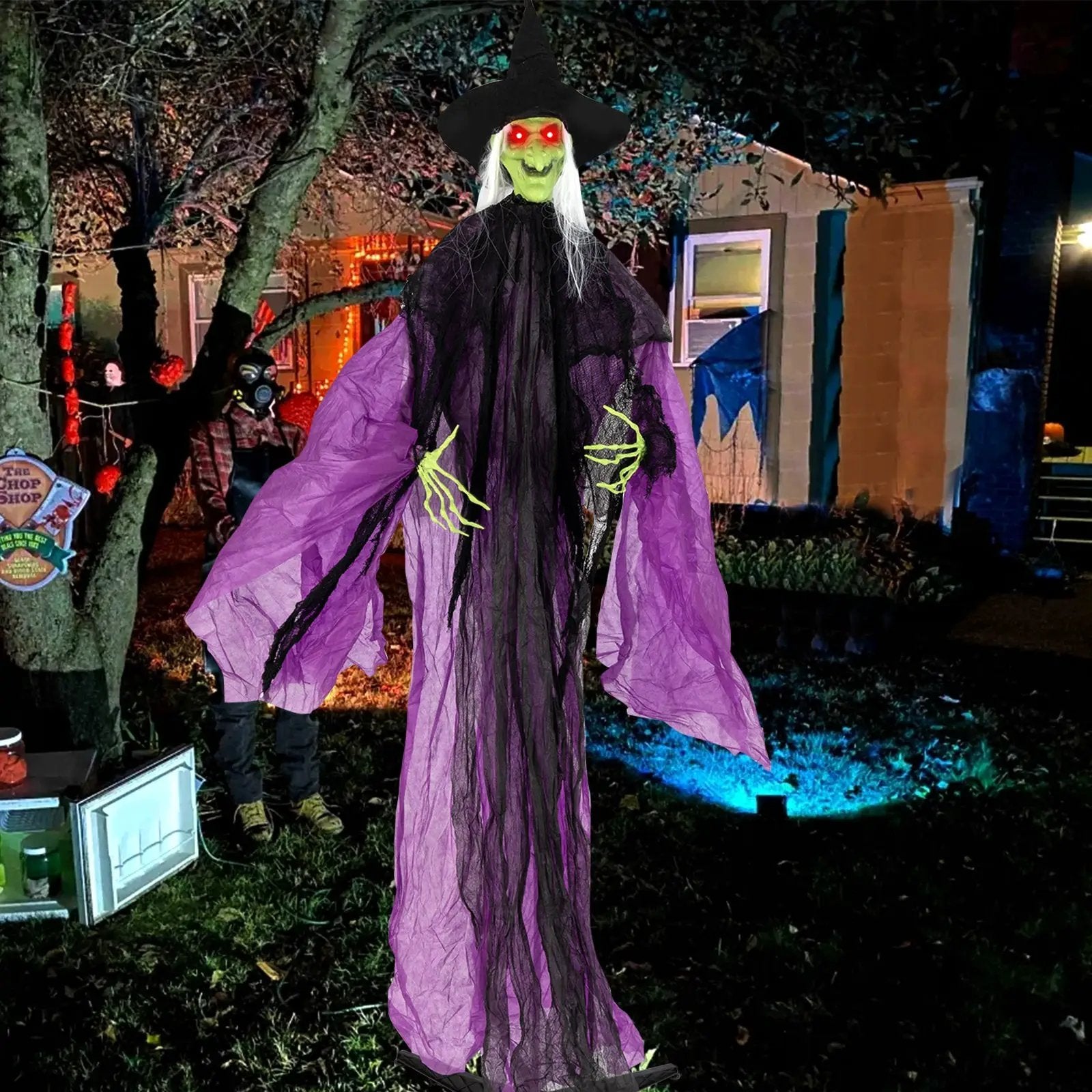 7.2 ft Halloween Standing Witch with Lighted Eyes and Automatic Arm Movement by DirectDeals