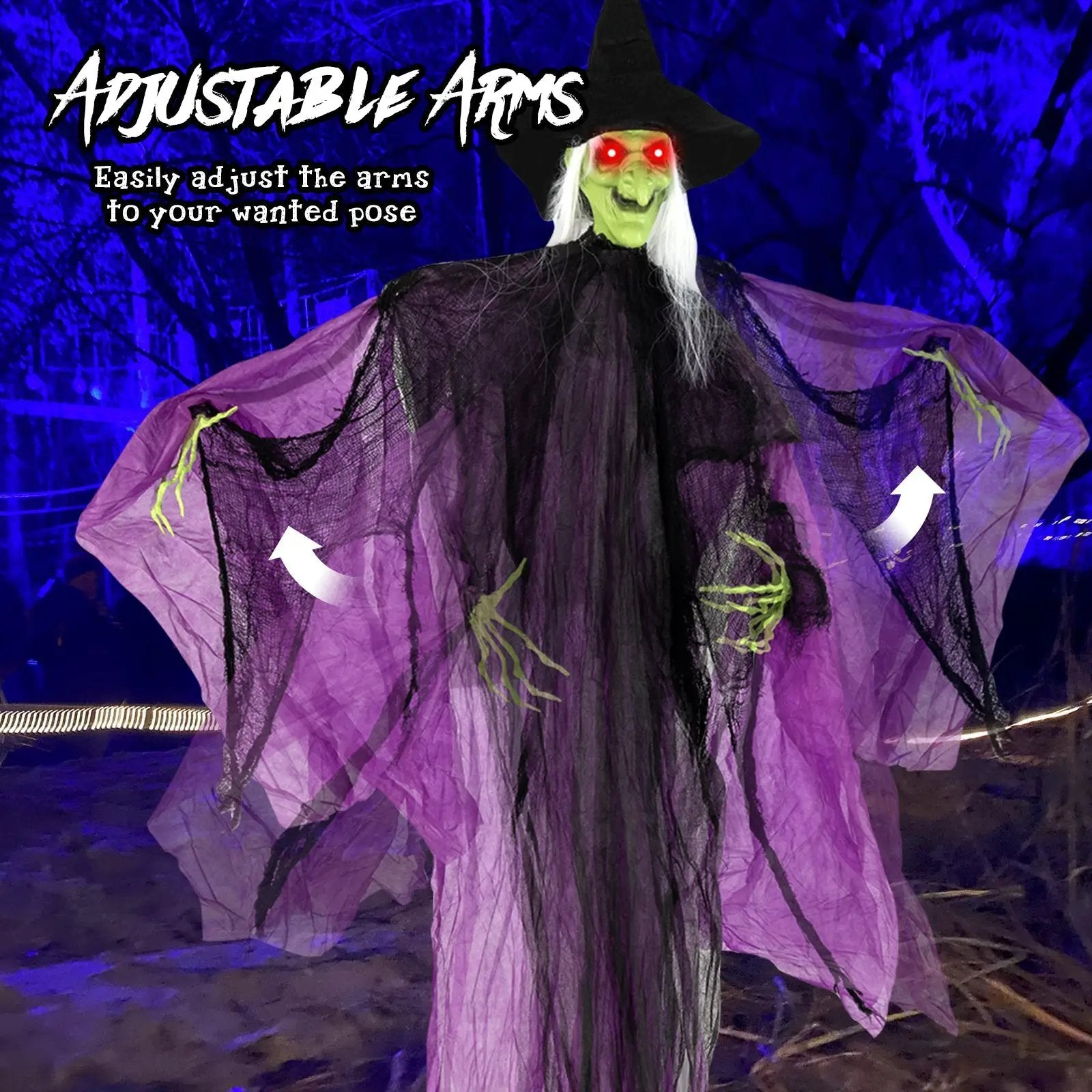 7.2 ft Halloween Standing Witch with Lighted Eyes and Automatic Arm Movement by DirectDeals