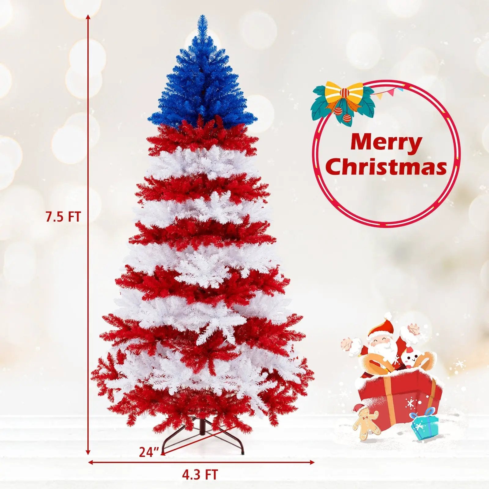 7.5 Feet Artificial Christmas Tree with Warm White LED Lights by DirectDeals