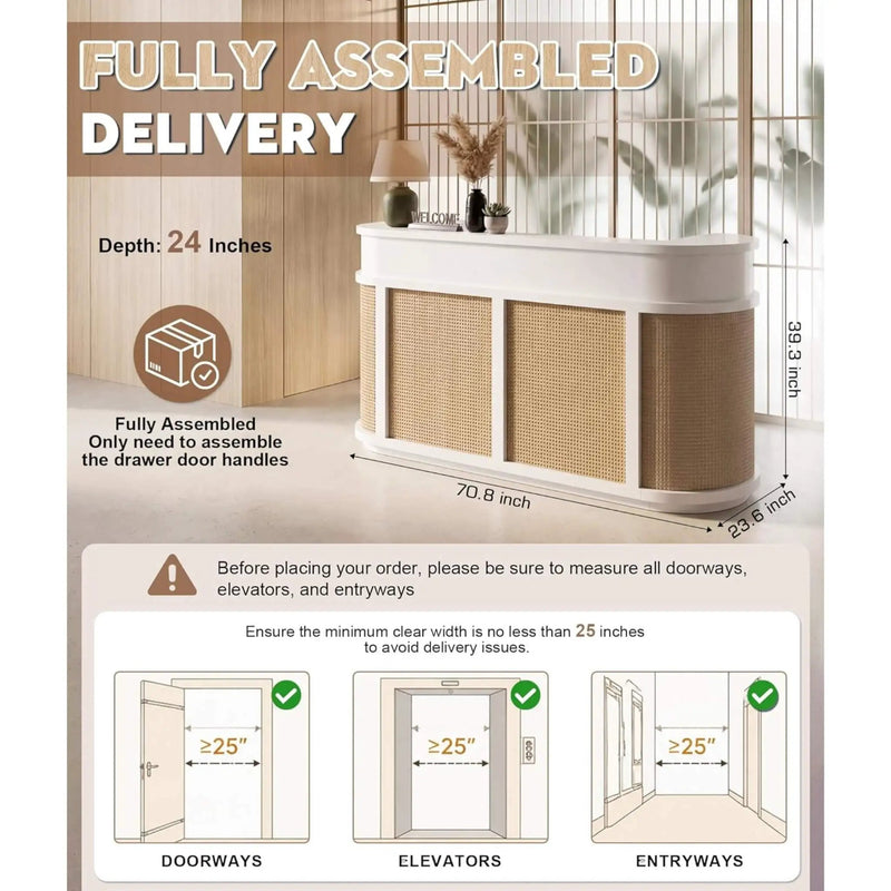 Velmor 70-Inch Modern Wooden Reception Desk With Lockable Drawers (SAK26148) by SAKSBY WHOLESALE