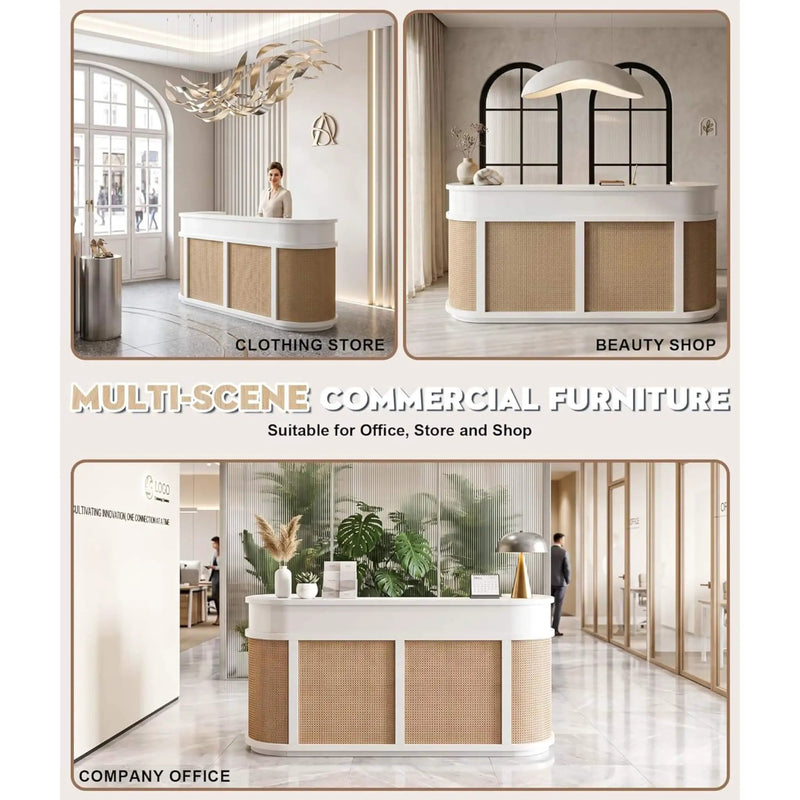 Velmor 70-Inch Modern Wooden Reception Desk With Lockable Drawers (SAK26148) by SAKSBY WHOLESALE