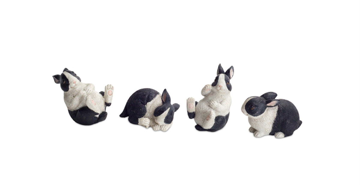 Black and White Playful Rabbit Figurine Set of 16, photo 2 of 3
