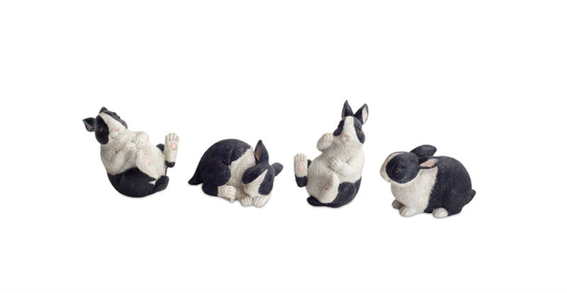 Black and White Playful Rabbit Figurine Set of 16, photo 2 of 3