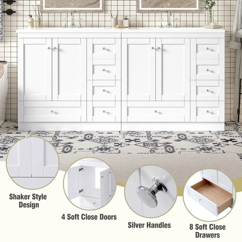 Shaker Free Standing Bathroom Vanity Cabinet & Sink, Soft Close Drawers, Soft Close Doors by HouseOfZazla