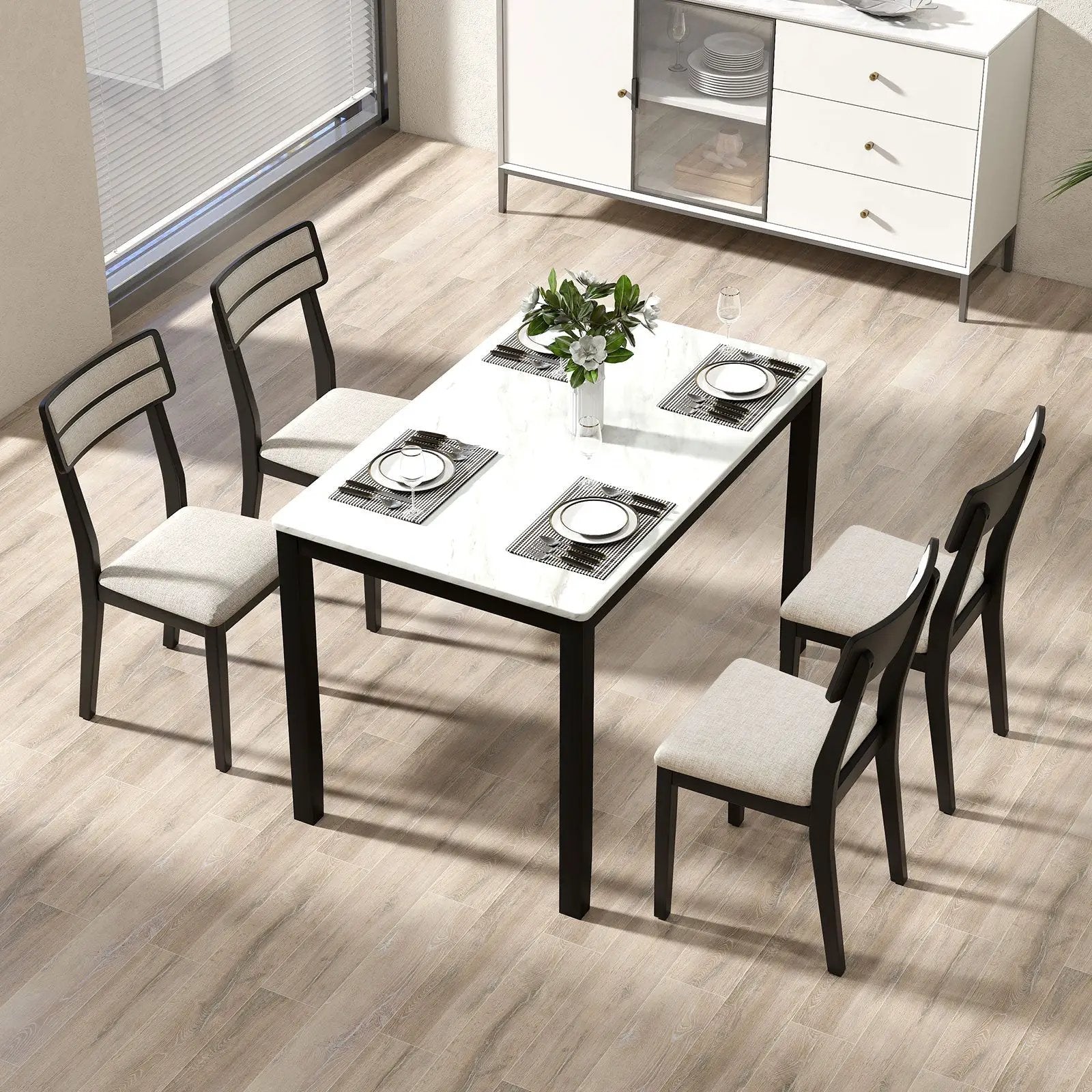 Modern Dining Chairs Set of 4 with Tilt Backrest for Dining Room-Black by DirectDeals