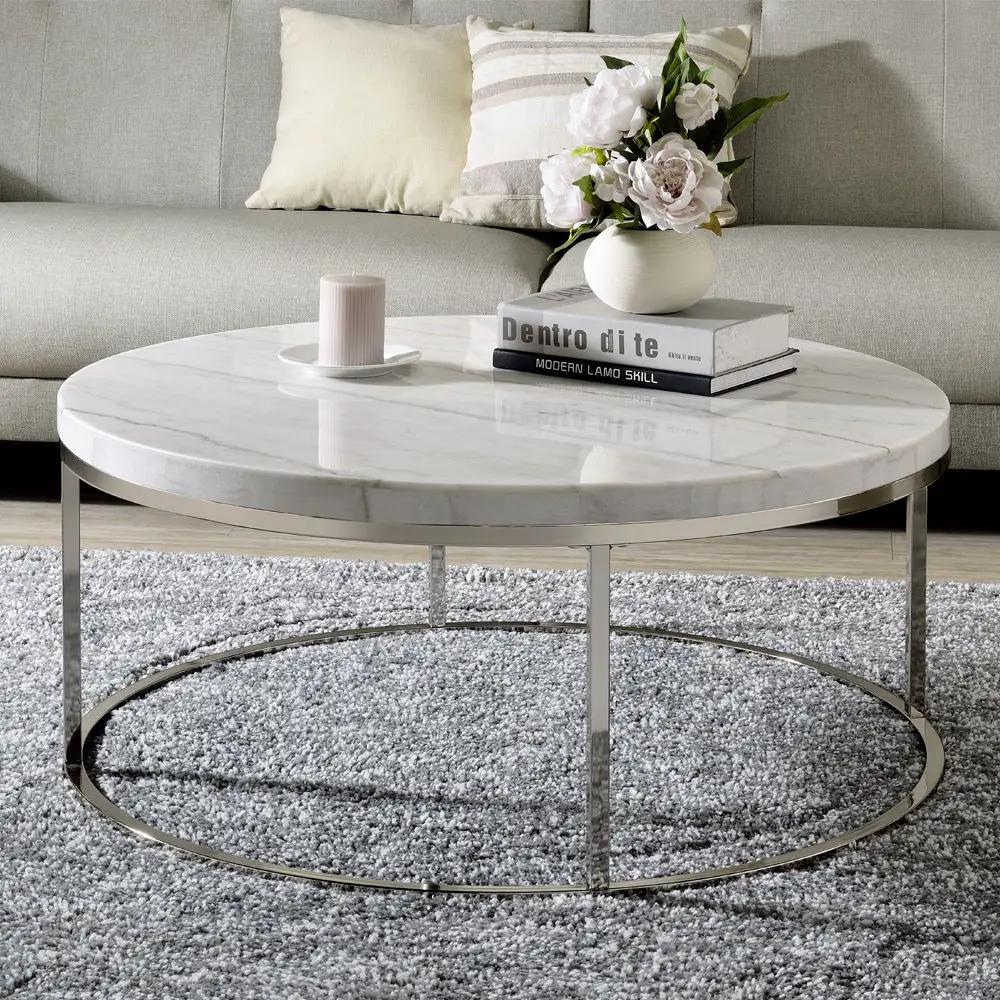 Zaidee - Coffee Table With Marble - Marble Top & Nickel by Unique Piece Furniture