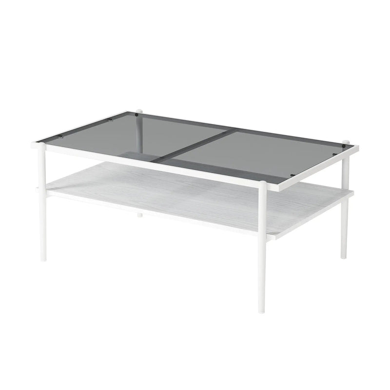 Rectangle Coffee Table With Tempered Glass Top And Legs, Modern Table For Living Room by HouseOfZazla