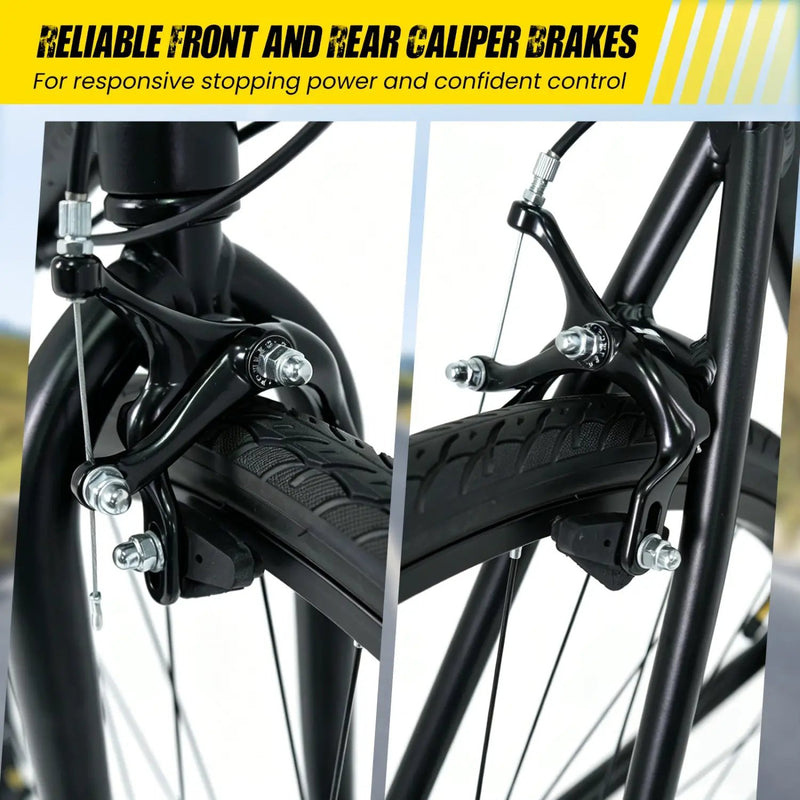 700C Hybrid Bike for Adult with 18-Speed Shimano Drivetrain and Phone Holder by DirectDeals