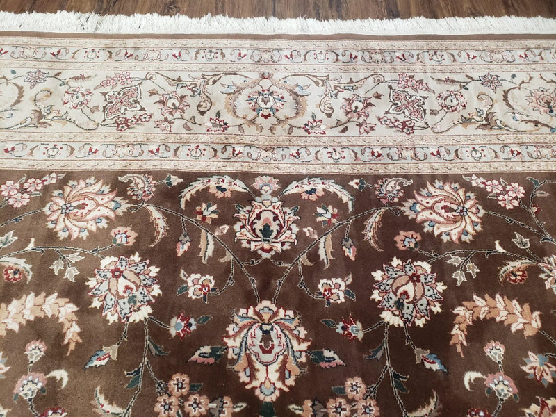 Vintage Pak-Persian Area Rug 9x12, Wool Hand-Knotted Spice Brown & Ivory Traditional Fine Oriental Carpet, Pakistani Carpet, 9 x 12 Fine Rug by Jewel Rugs