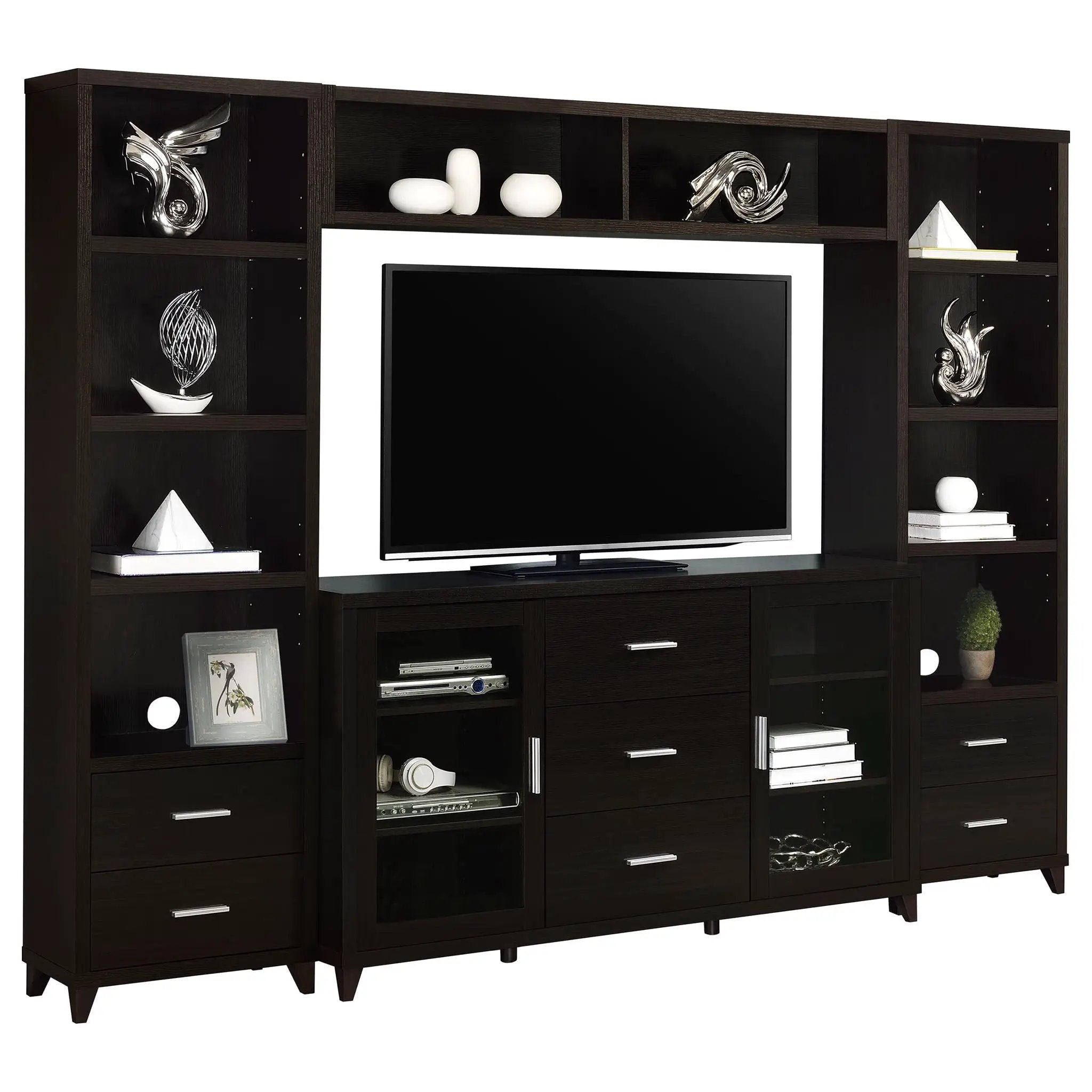 Lewes 4-piece 60-inch TV Entertainment Center Cappuccino by Unique Piece Furniture