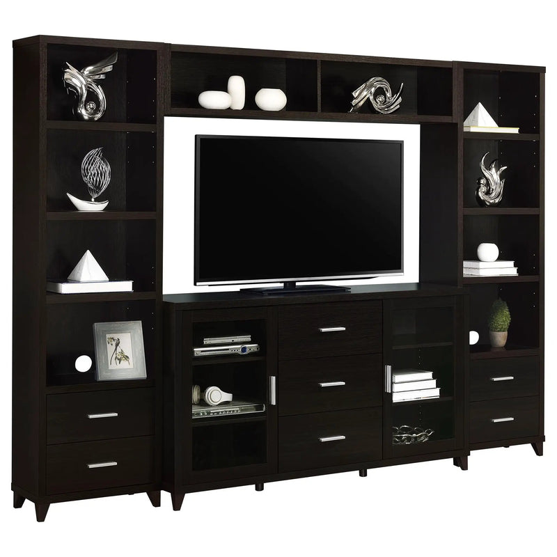 Lewes 4-piece 60-inch TV Entertainment Center Cappuccino by Unique Piece Furniture