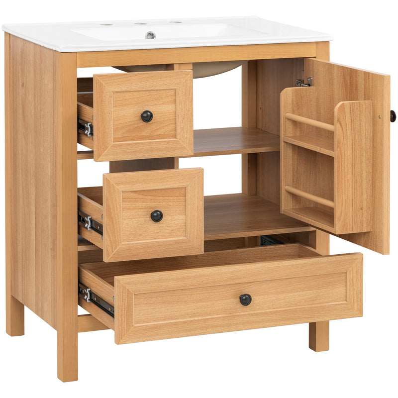 Modern Bathroom Vanity With Sink, Soft Close Drawers & Door, Storage Rack by HouseOfZazla