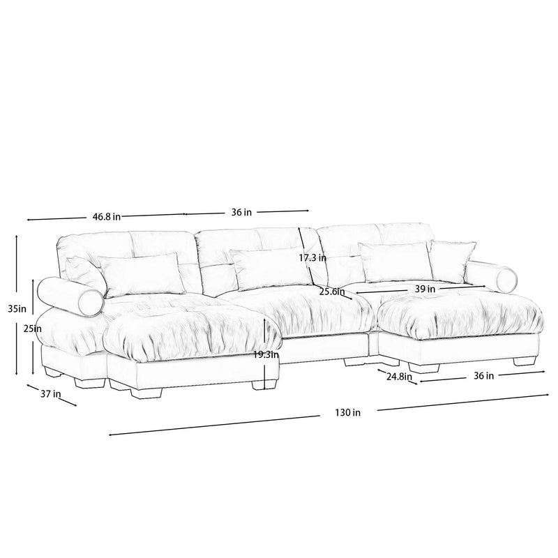 Super Comfort Oversized Modular Sectional Sofa With Movable Ottoman by HouseOfZazla