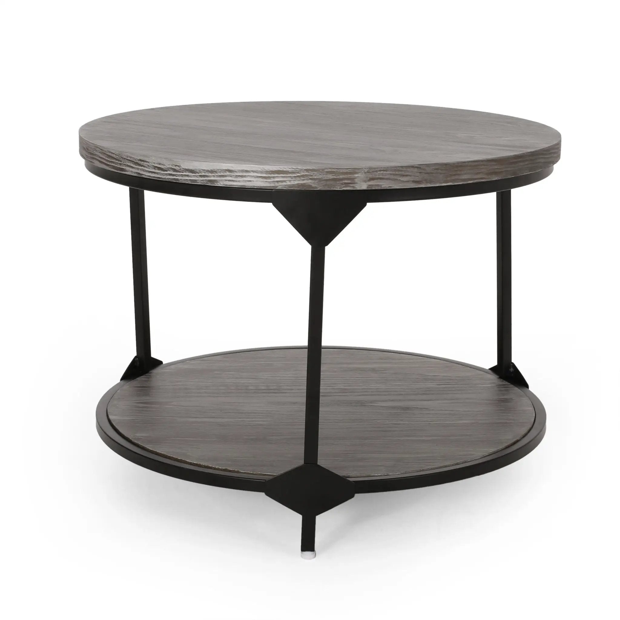 Coffee Table With Wood Patterned Tabletop And Iron Frame - Gray by HouseOfZazla