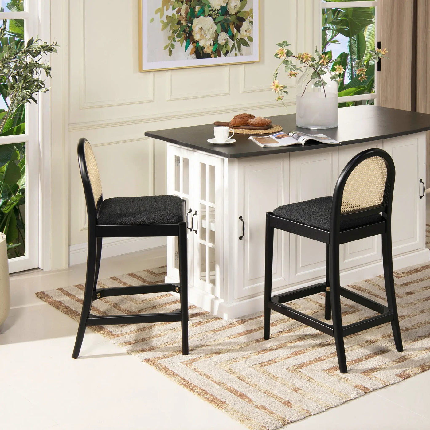 Panama - Curved Back Cane Counter Stool (Set of 2) by HouseOfZazla