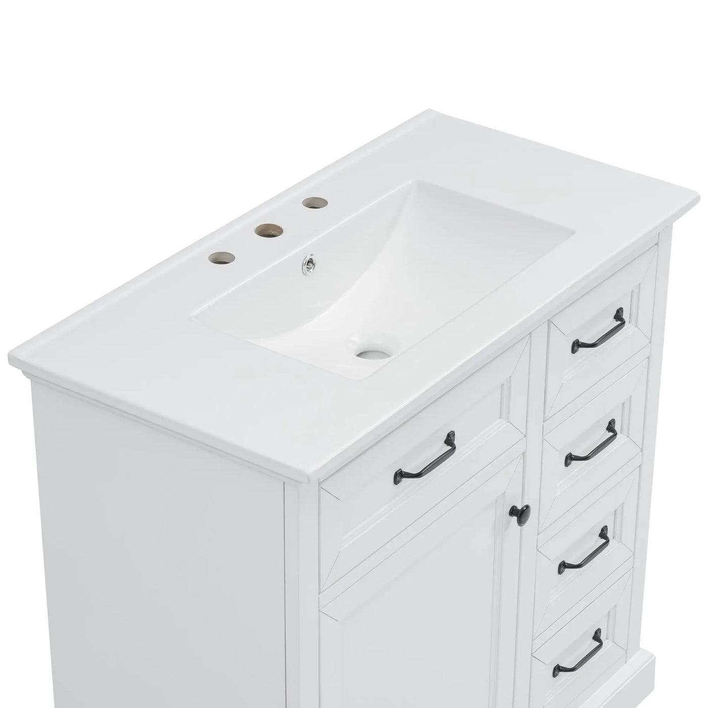 36" Bathroom Vanity With Sink, 2 Tip-Out Drawers, Soft Close Hinges by HouseOfZazla