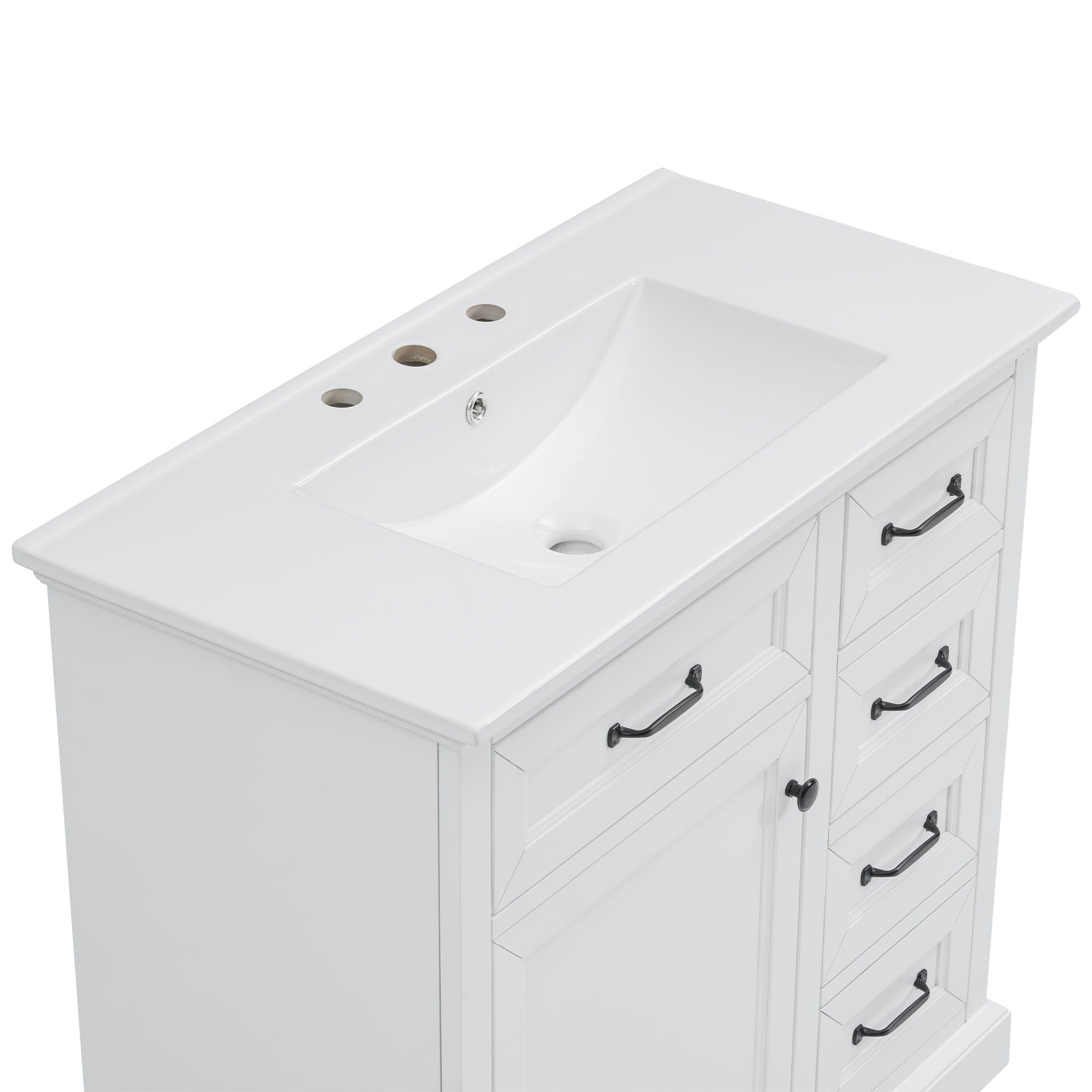 36" Bathroom Vanity With Sink, 2 Tip-Out Drawers, Soft Close Hinges by HouseOfZazla