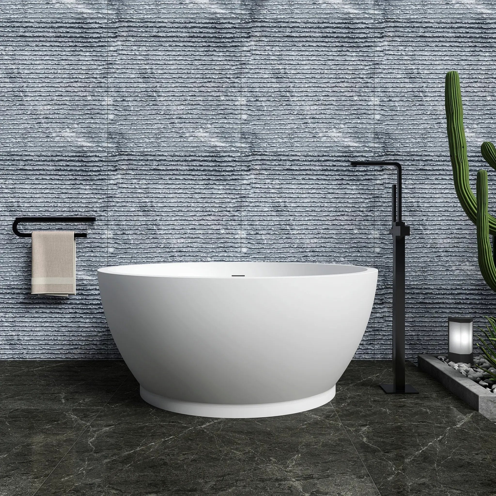 52.7 Inch Round Freestanding Solid Surface Soaking Bathtub by HouseOfZazla