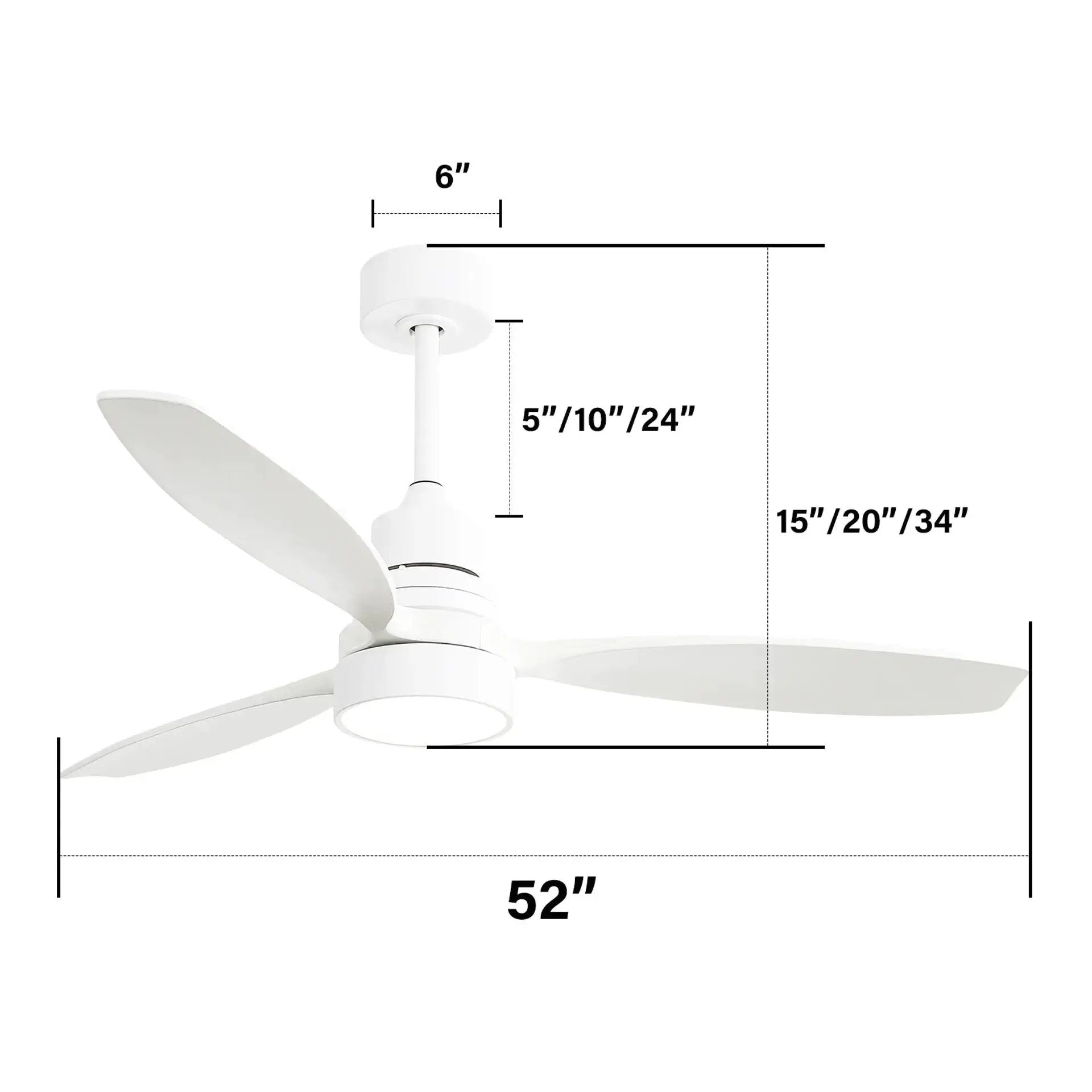 Ceiling Fan With Reversible DC Motor, LED Light, Solid Blades, Remote Control by Unique Piece Furniture