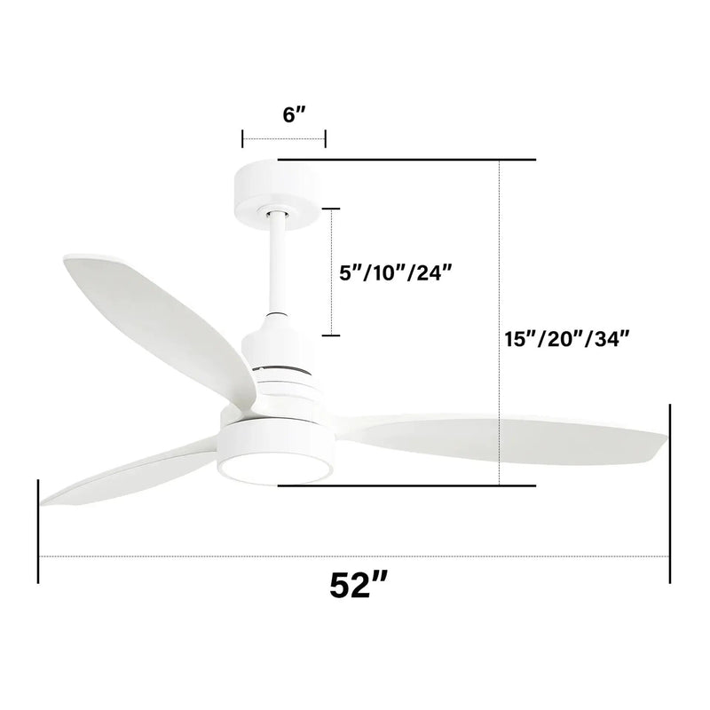 Ceiling Fan With Reversible DC Motor, LED Light & Remote Control by HouseOfZazla