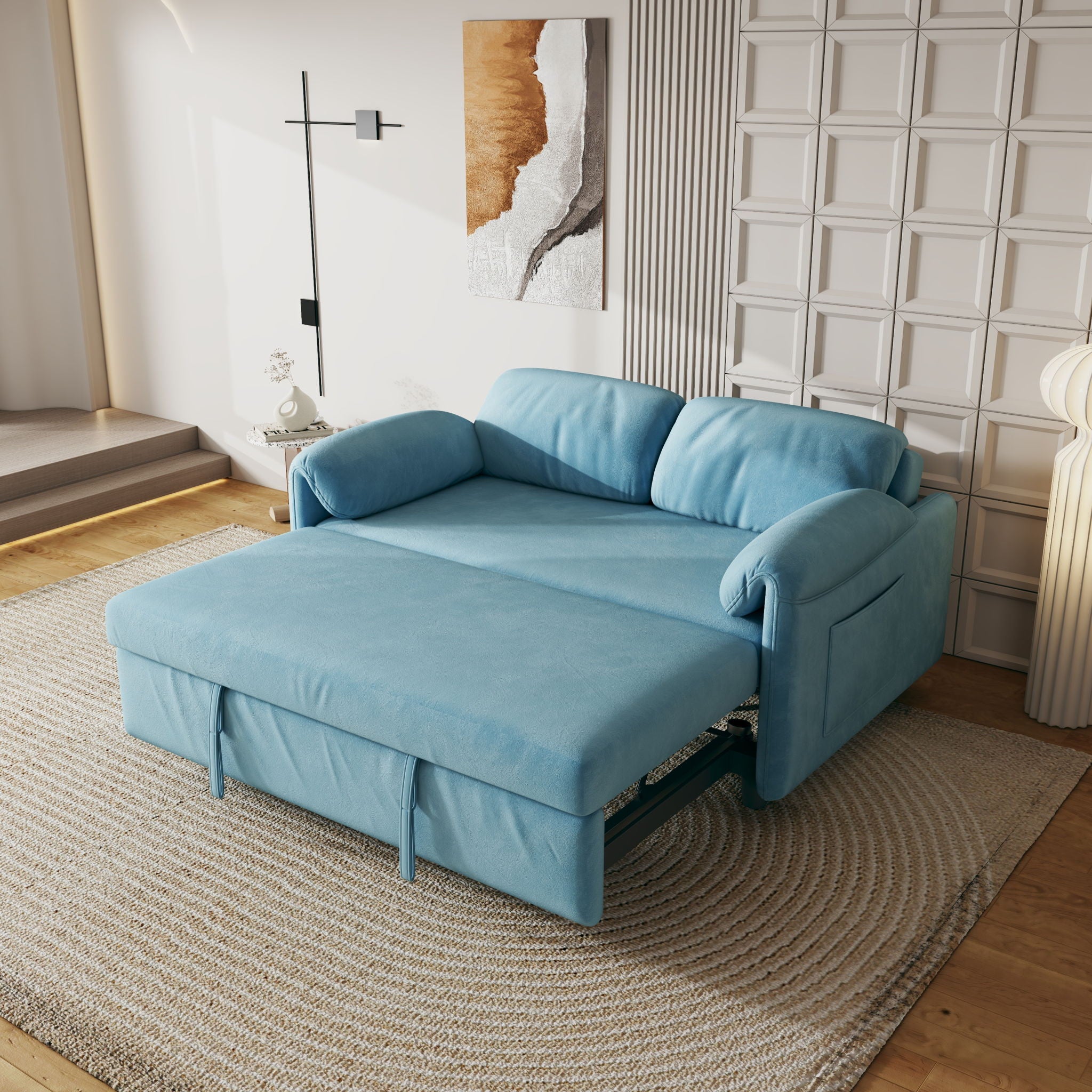 Sofa, Dual Purpose Lounge With Retractable Queen Size Bed by HouseOfZazla
