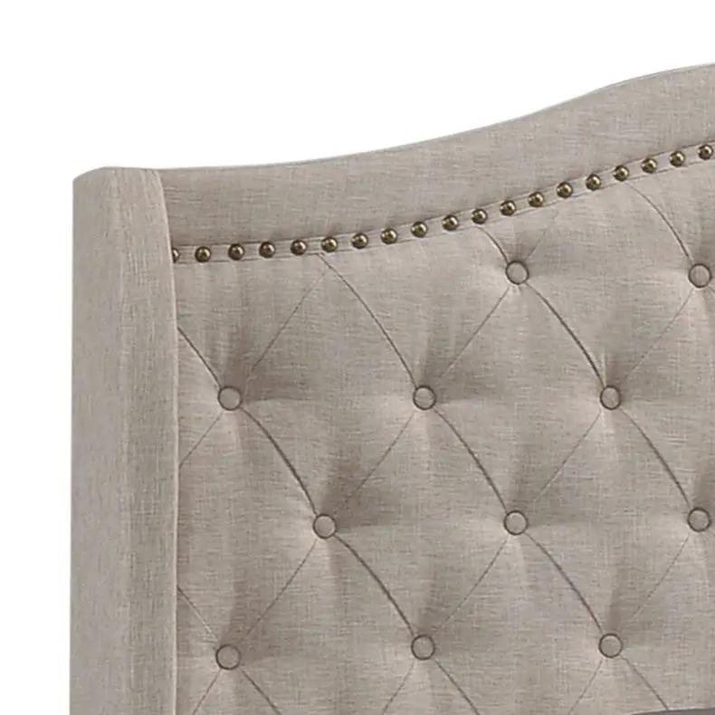Sonoma Upholstered Eastern King Wingback Bed Beige by Unique Piece Furniture