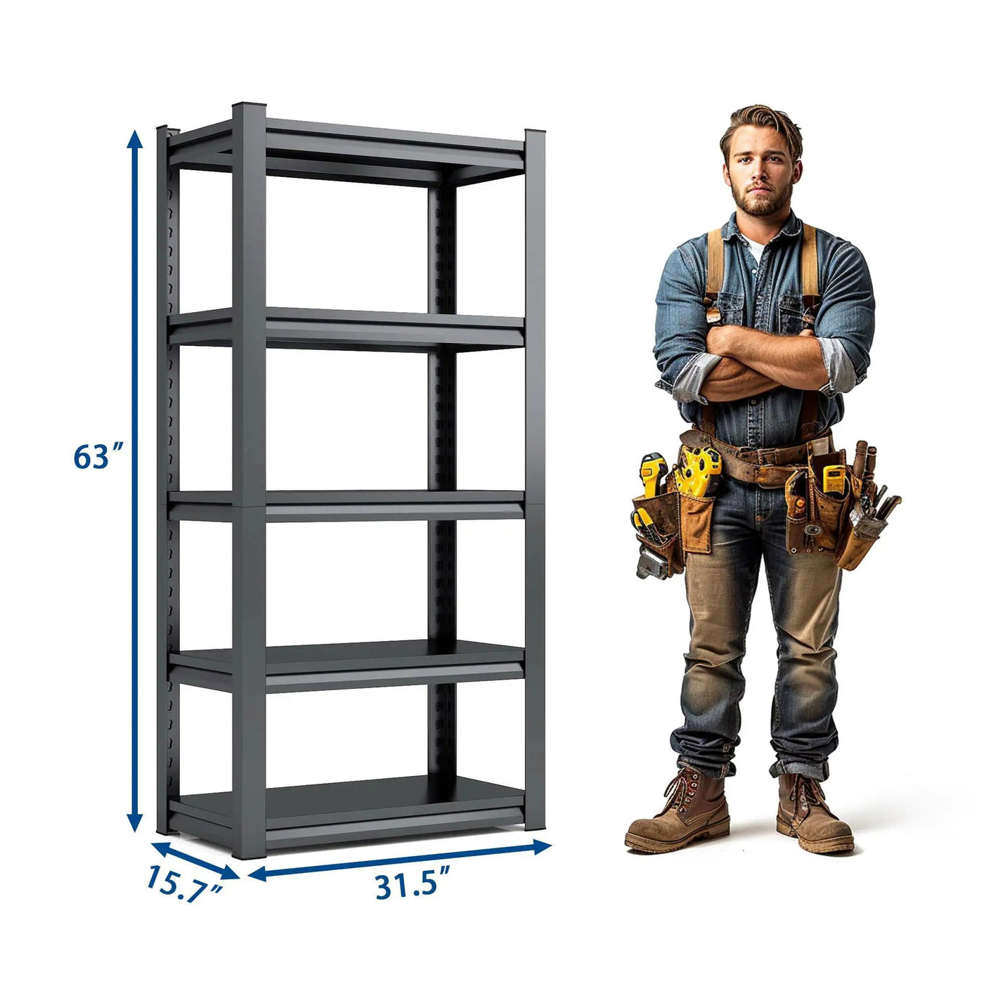 Industrial Heavy Duty Metal Garage Shelving Unit, Adjustable Storage Rack by HouseOfZazla