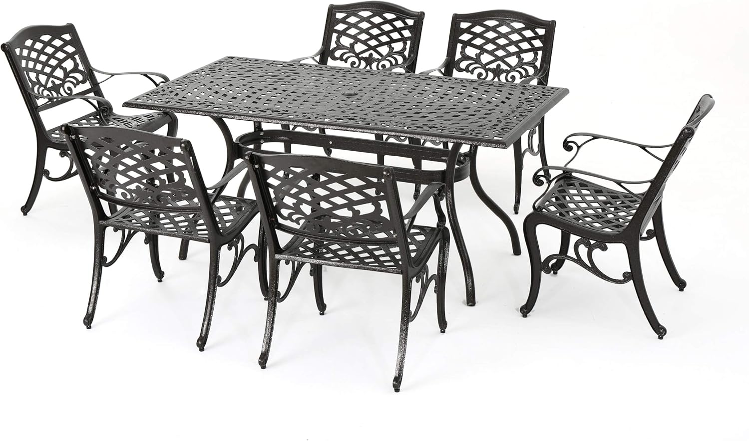 Ravenna 6-Person Metal Patio Dining Set with Rectangular Table by HouseOfZazla