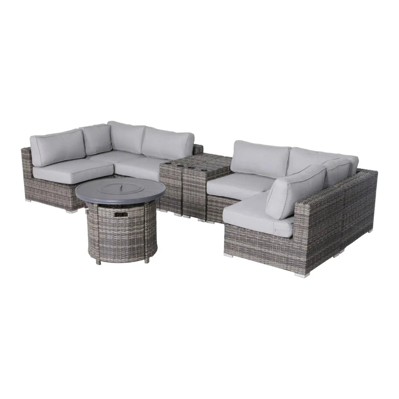 Wicker Outdoor Lounge Set With Cushions And Fire Pit by HouseOfZazla