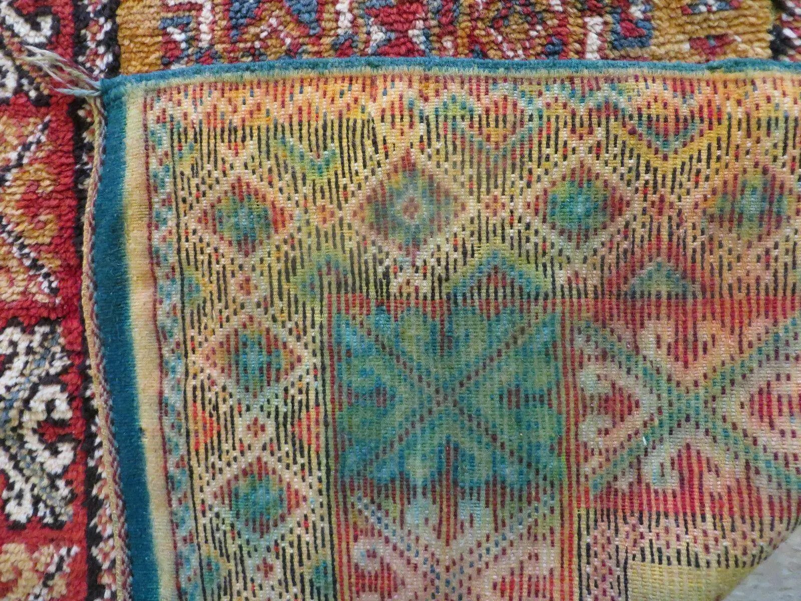Vintage Moroccan Rug 4x5 ft, Bronze Red Black, Geometric Stars, High Quality Moroccan Carpet, Berber Rug, Handmade Wool Area Rug, Unique Rug by Jewel Rugs